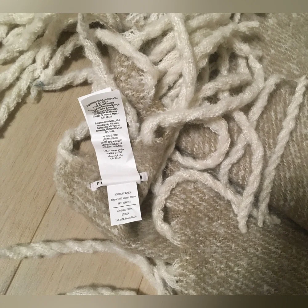 Pottery Barn Hayes faux twill mohair throw